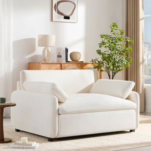 [Video]50*43' Oversized Chenille Single Sofa Chair,Wide and Deep Seat Accent Chair,Modern Upholstered Comfy Armchair,Color Blocking Couch Lounge with Pillows for Living Room,Apartment,Bedroom,7 Colors