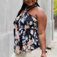 Be Stage Full Size Floral Halter Top in Black by VYSN