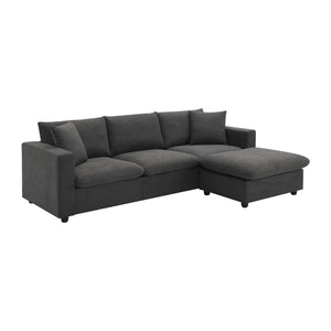 Modern L-Shaped Sectional Sofa with Convertible Ottoman, Polyester Fabric, 100.4*64.6 inches, Dawn Grey