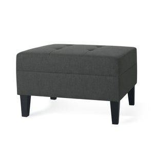 Classic Dark Gray Ottoman with Birch Wood Legs and Fabric Upholstery