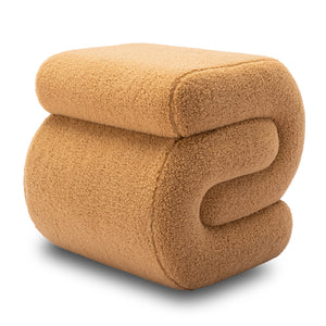 S-shape Teddy Fabric Ottoman Makeup Stool Footstool,Coffee
