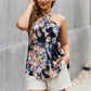 Be Stage Full Size Floral Halter Top in Black by VYSN