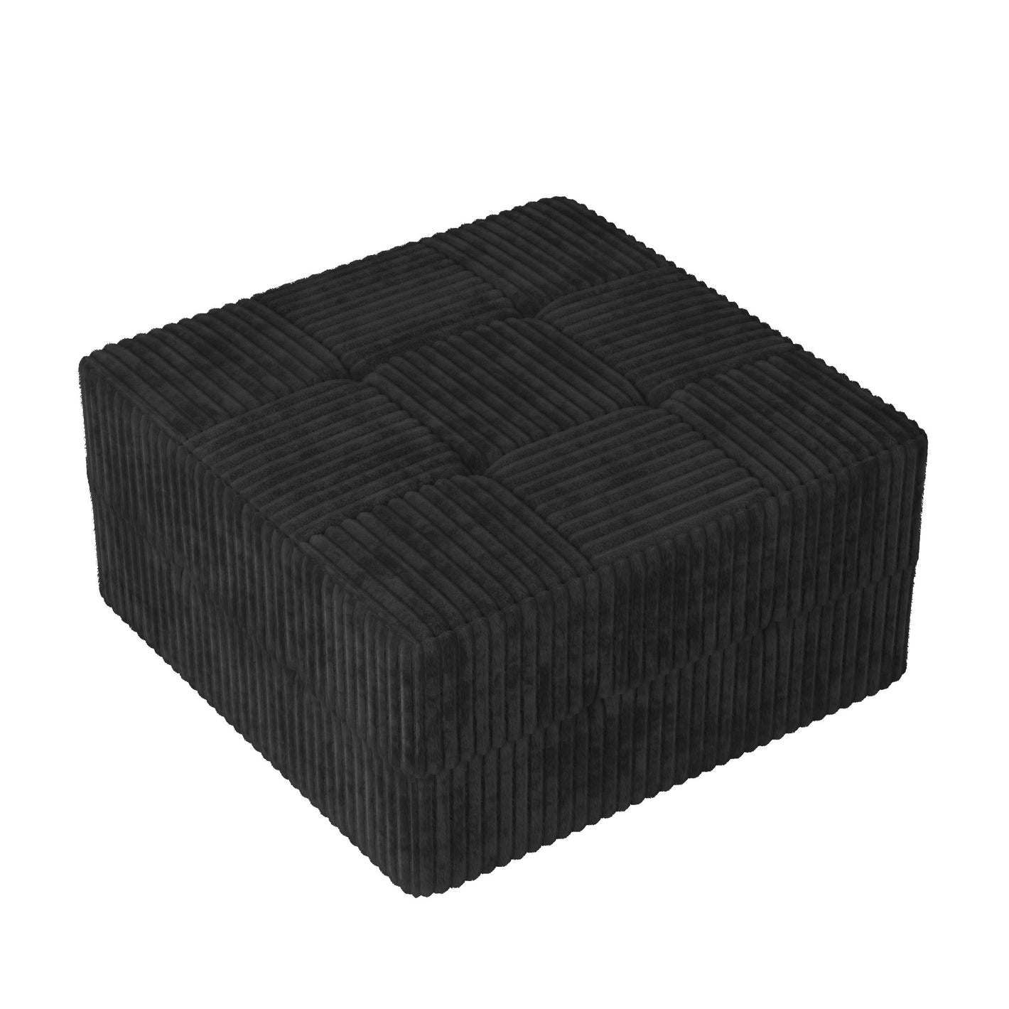 Modern Minimalist Ottoman Sofa Compressed Sectional Corduroy Couch Sleeper for Living Room Bedroom - Black