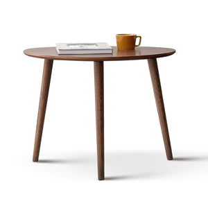 Mid-Century Modern Pebble Shaped Natural Wooden Coffee Table, Solid Oak, Walnut Finish, 58x40x85 cm
