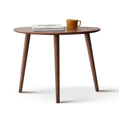 Mid-Century Modern Pebble Shaped Natural Wooden Coffee Table, Solid Oak, Walnut Finish, 58x40x85 cm