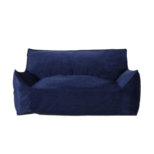 Fila Velveteen 2 Seater Oversized Bean Bag Chair with Armrests, Navy Blue Velvet, 60x40x23 inches