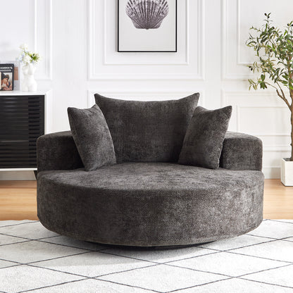 55''L Chenille Foam Single Swivel Chair, Fluffy Modern Sleeper, 360 Degree Swivel Chair for Living Room, Bedroom, Lounge and Projection Room
