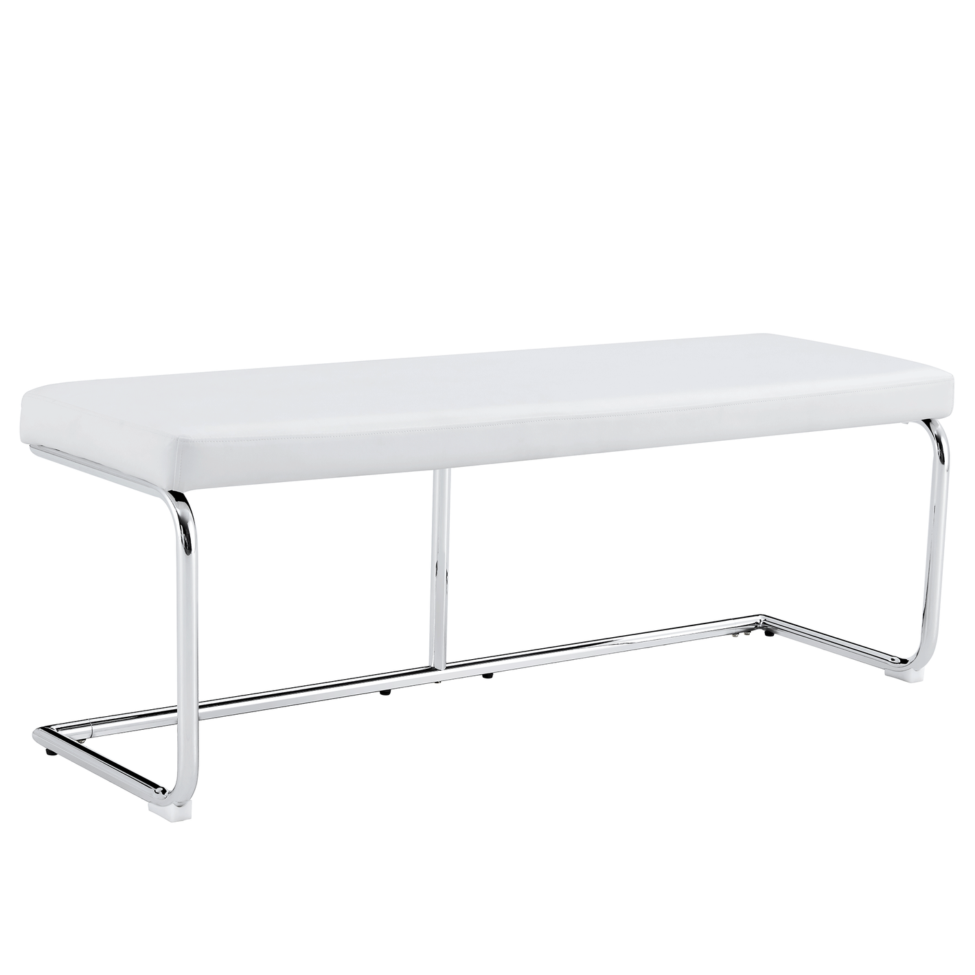 Modern White Shoe Changing Stool with Silver Metal Legs for Various Rooms