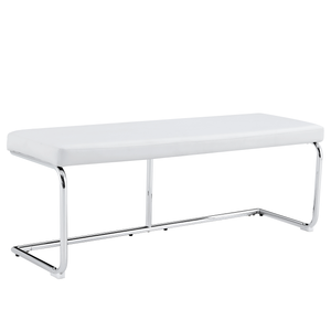 Modern White Shoe Changing Stool with Silver Metal Legs for Various Rooms