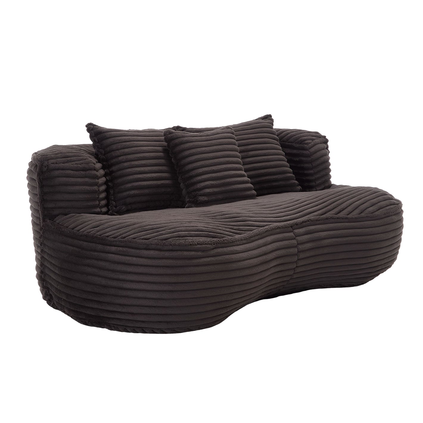 High Back Bean Bag Chair Couch for Adults and Kids, Indoor & Outdoor, Corduroy, Black, 64.17''
