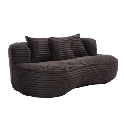 High Back Bean Bag Chair Couch for Adults and Kids, Indoor & Outdoor, Corduroy, Black, 64.17''