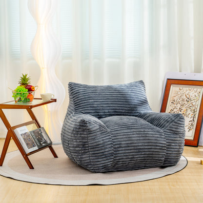 Bean Bag Chair for Adults with Armrests - Oversized Comfy Beige Beanbag Lounge Lazy Floor Sofa Chair for Living Room, Bedroom & Dorm, Cozy Fluffy Single Cloud Mini Couch