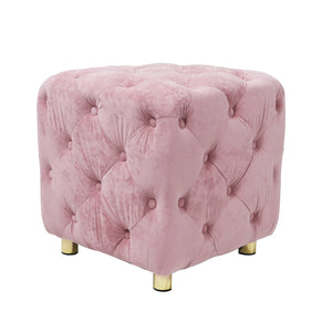 Pink Modern Velvet Upholstered Ottoman, Exquisite Small End Table, Soft Foot Stool, Dressing Makeup Chair, Comfortable Seat for Living Room, Bedroom, Entrance