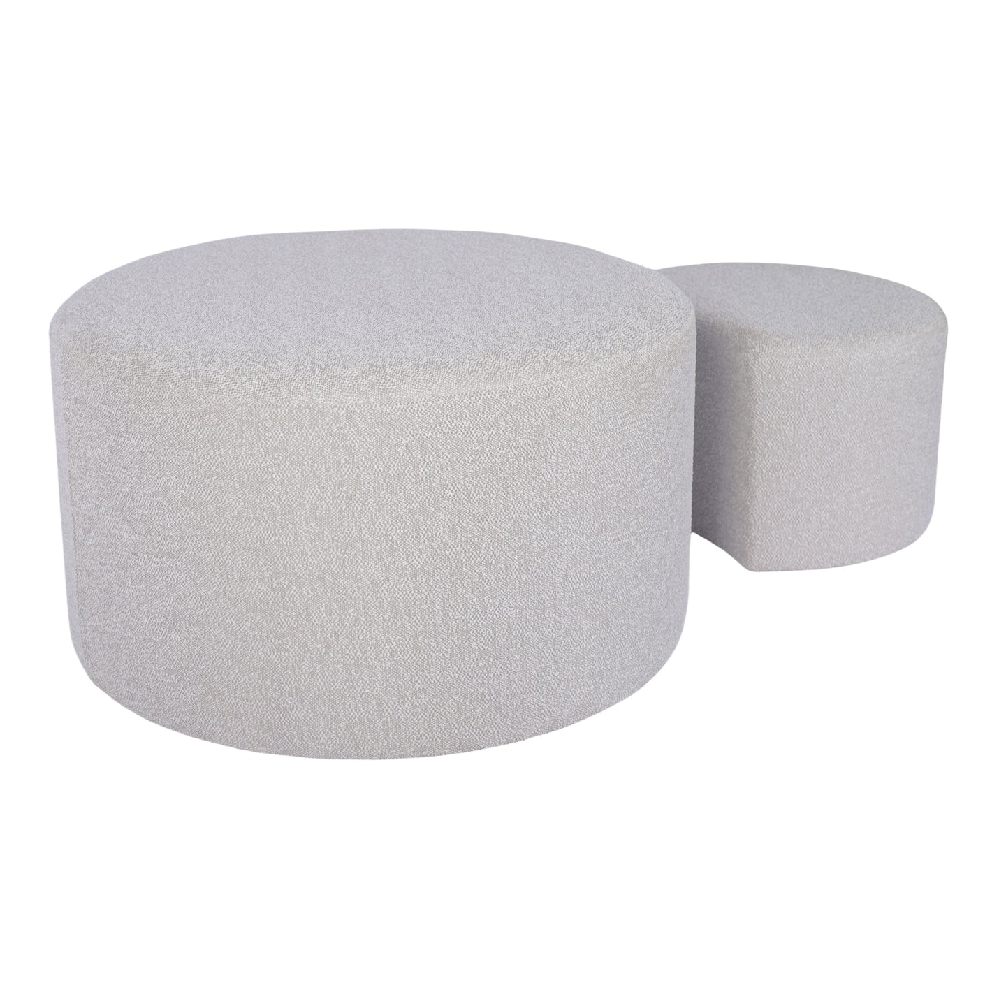 Modern Upholstered Nesting Coffee Tables Set with Footrest and Ottoman, Beige Yarn Dyed Fabric, Versatile for Living Room and Office