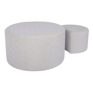 Modern Upholstered Nesting Coffee Tables Set with Footrest and Ottoman, Beige Yarn Dyed Fabric, Versatile for Living Room and Office