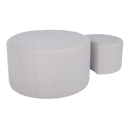 Modern Upholstered Nesting Coffee Tables Set with Footrest and Ottoman, Beige Yarn Dyed Fabric, Versatile for Living Room and Office