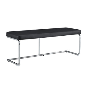 Black Leather Shoe Changing Bench with Silver Metal Legs for Versatile Use
