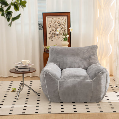 Bean Bag Chair, Comfy Bean Bag Sofa with Back Support, Faux Fur Bean Bag Chair for Adults, Stuffed Floor Sofa for Living Room, Bedroom, Apartment, gray