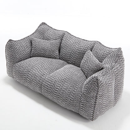 Comfortable Dual Beanbag Chair with High Resilience Foam Core for Two People in Grey Chenille
