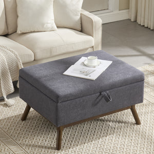 Mid-century modern square coffee table storage bench, assembled, suitable for living room, entryway and family room, used as a coffee table, stirrups, shoe bench