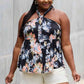 Be Stage Full Size Floral Halter Top in Black by VYSN