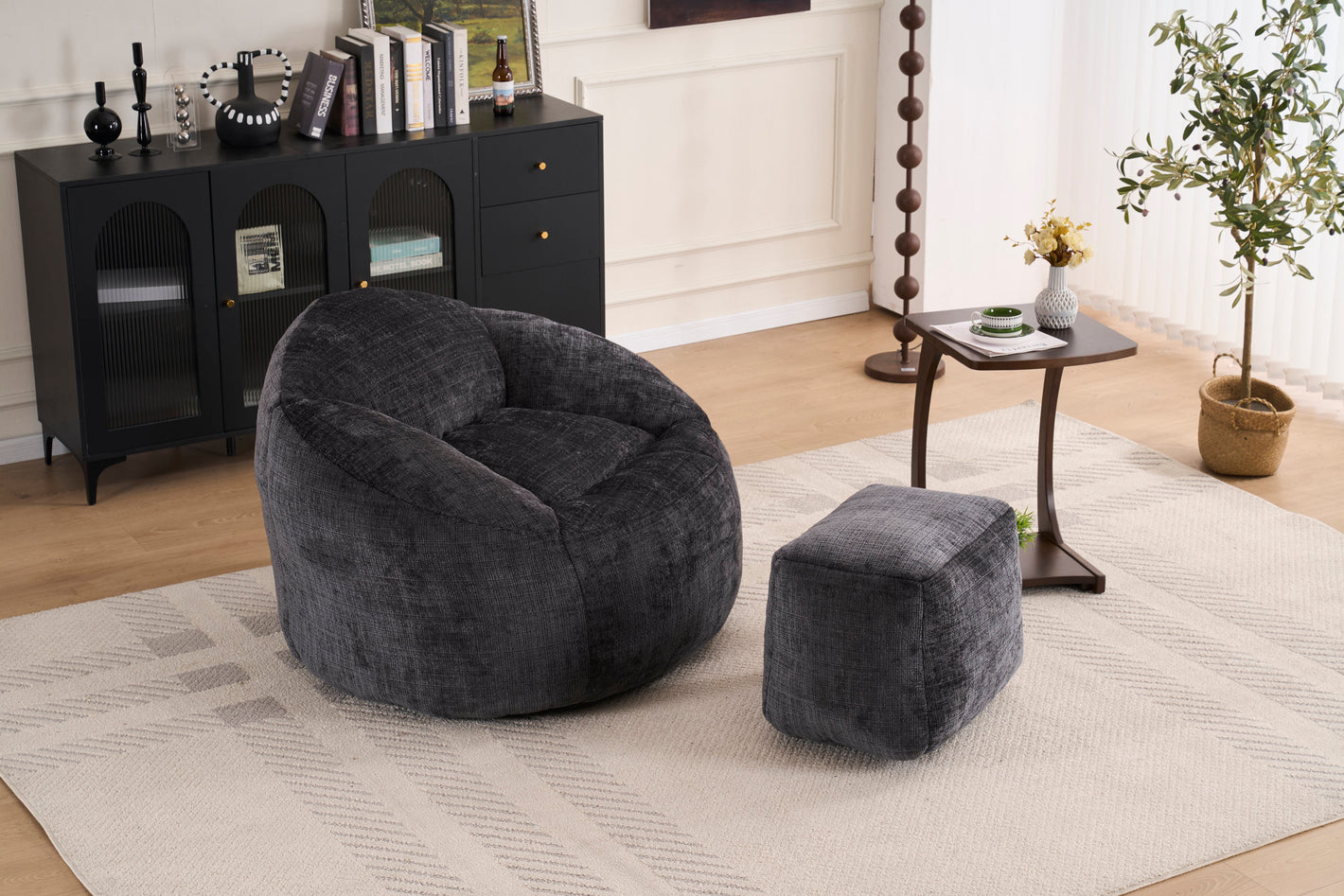Foam Bean Bag Chairs for Adults/Teens with Filling,Bean Bag Lazy Sofa with Ultra Soft Chenille Cover, Bean Bag,Indoor & Outdoor