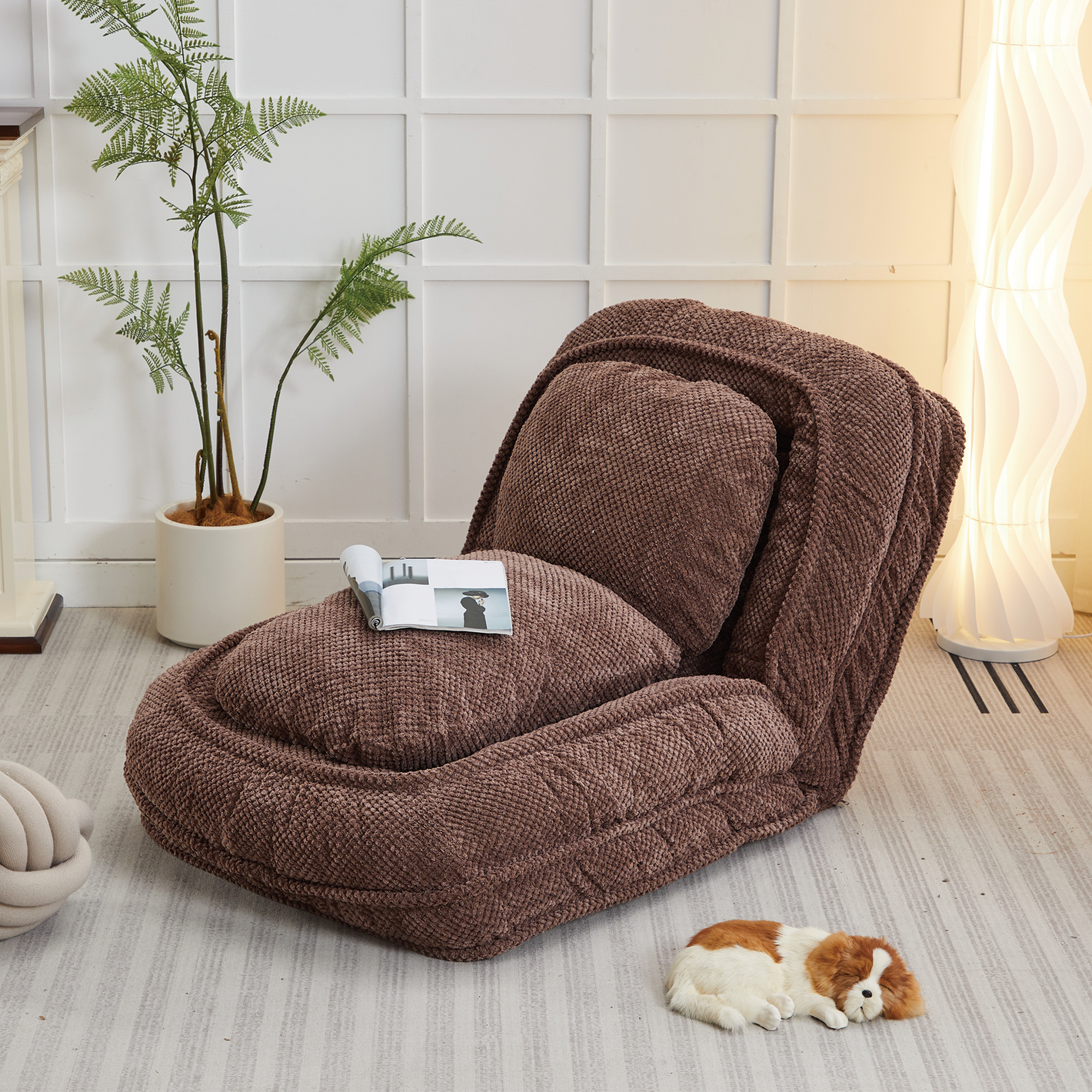 [VIDEO provided] Human Dog Bed ,Lazy Sofa Couch ,5 Adjustable Position,sit,sleep,fold,suit to put in bedroom, living room ,Space Saving Design ,Brown