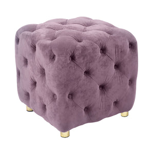 Purple Modern Velvet Upholstered Ottoman, Exquisite Small End Table, Soft Foot Stool, Dressing Makeup Chair, Comfortable Seat for Living Room, Bedroom, Entrance